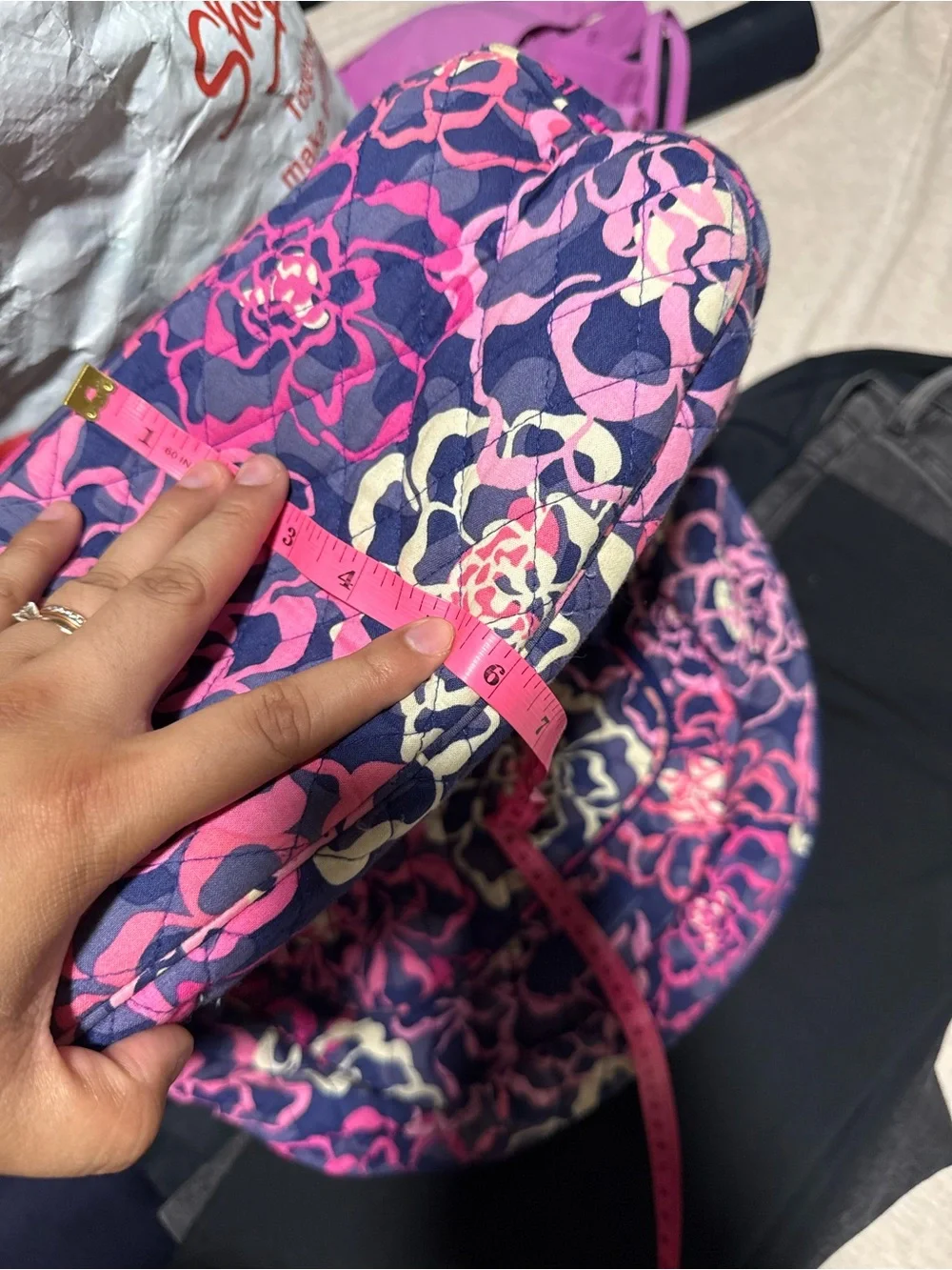 Vera Bradley Navy Pink Floral Quilted Backpack